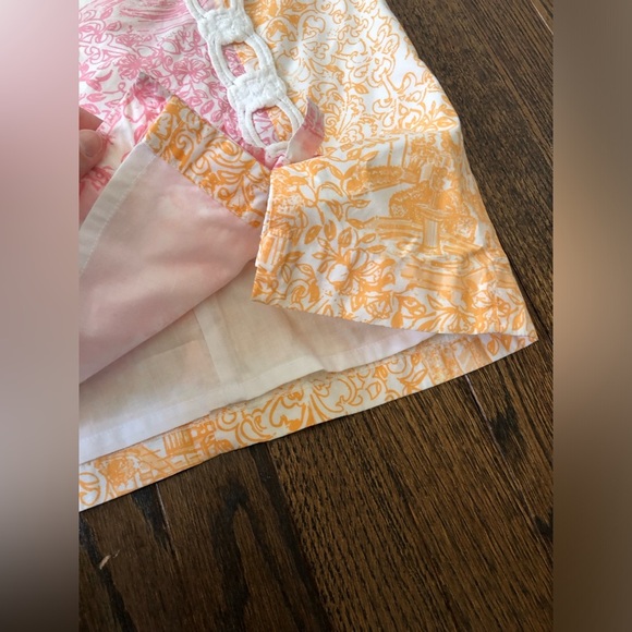 Lilly Pulitzer Jubilee Girls 6 RARE Orange/Pink Floral Toile Shift Dress - EUC! - Picture 7 of 12